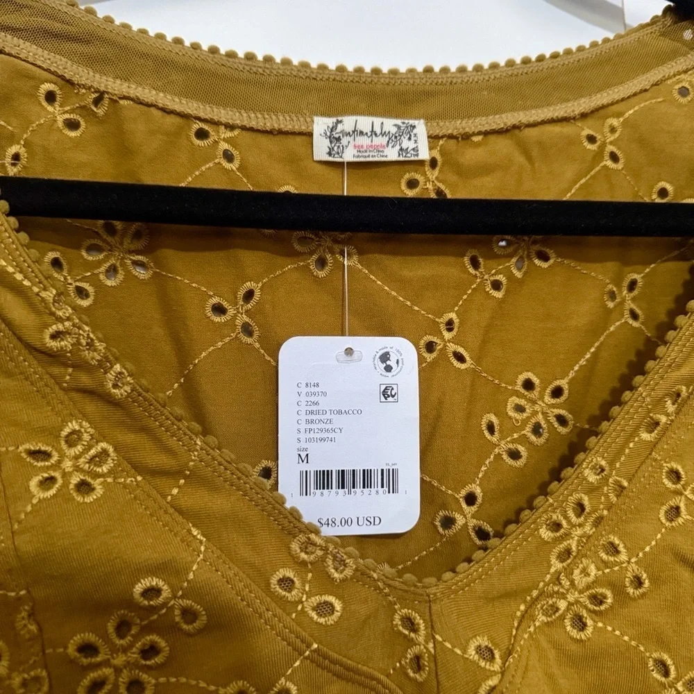 NWT Free People Intimately Full Bloom Long Sleeve Size Medium in Bronze